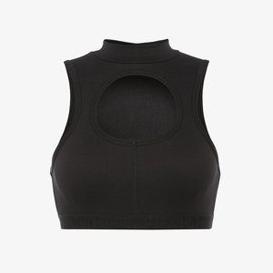 SECNDNTURE Black Workout High Neck Crop